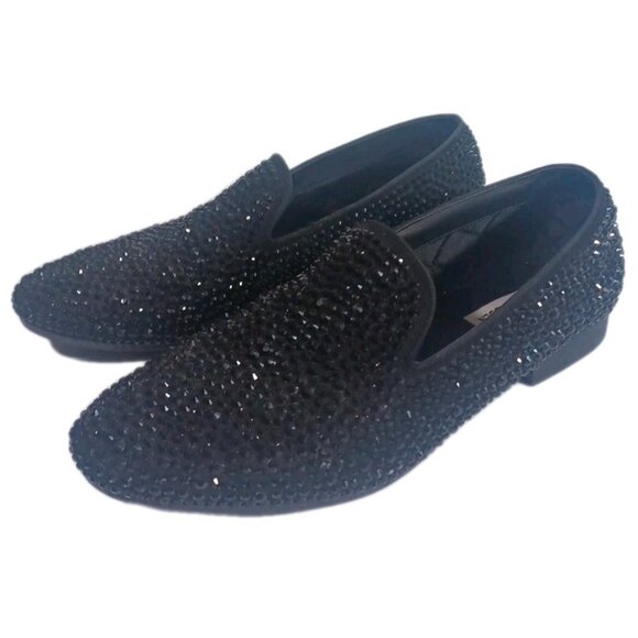 Steve Madden Men's Caviarr Black Swarovski Crystal Slip-On Dress Loafers 10 - Picture 5 of 11